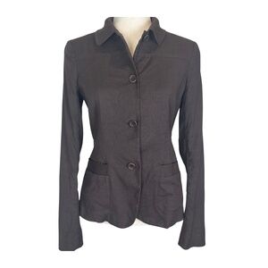 Theory Linen Cotton Lightweight Button Down in Espresso Brown Size 6